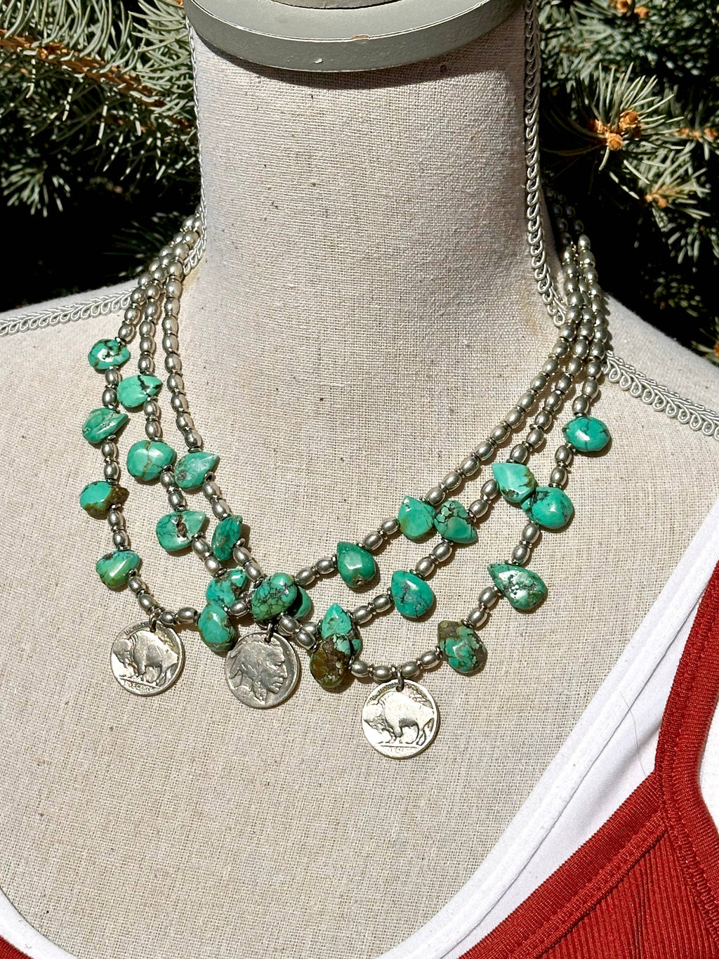 Buffalo Nickel Turquoise Choker