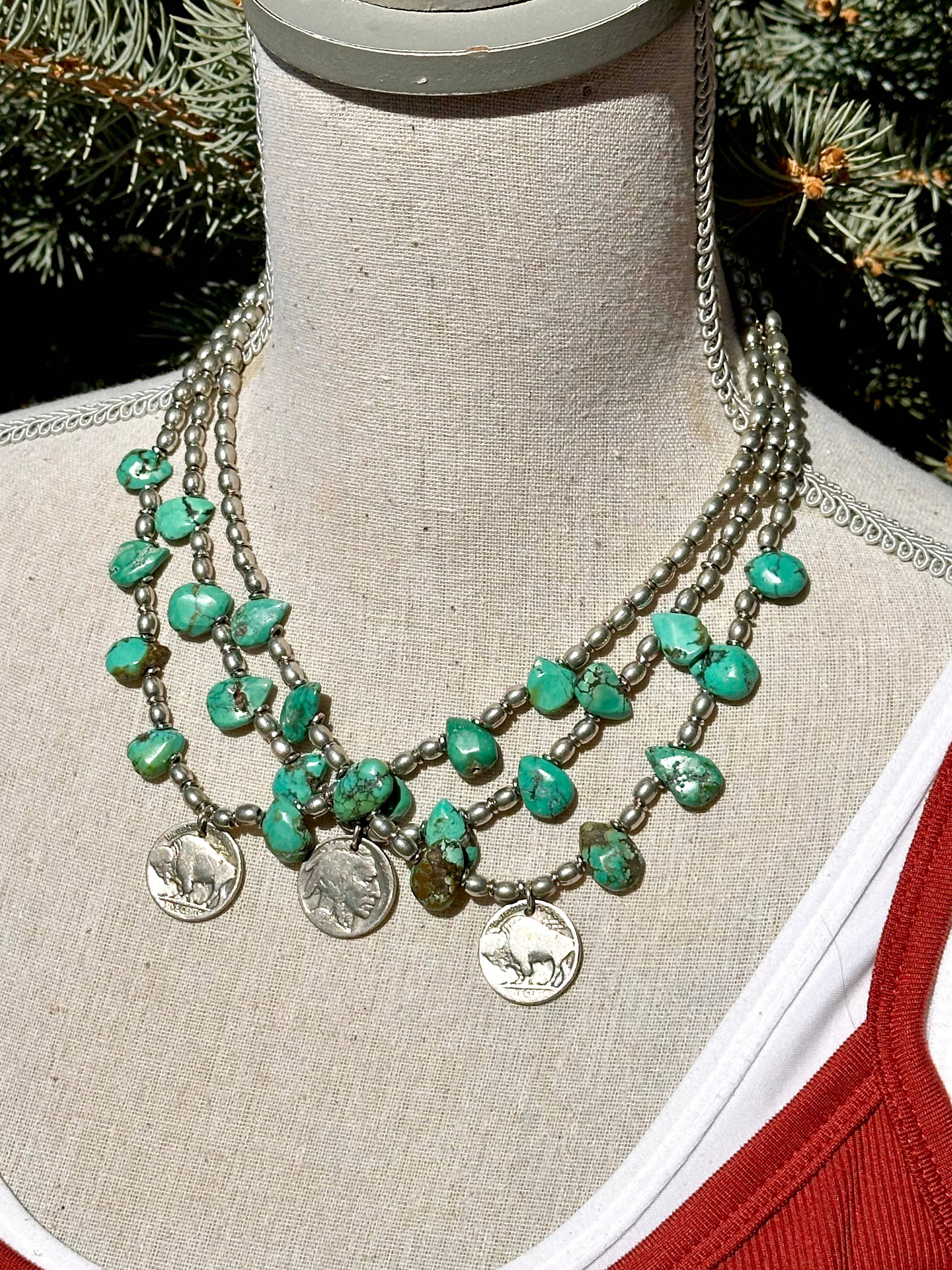 Buffalo Nickel Turquoise Choker