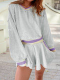 Striped Bands Cropped Pullover and Athletic Short Set