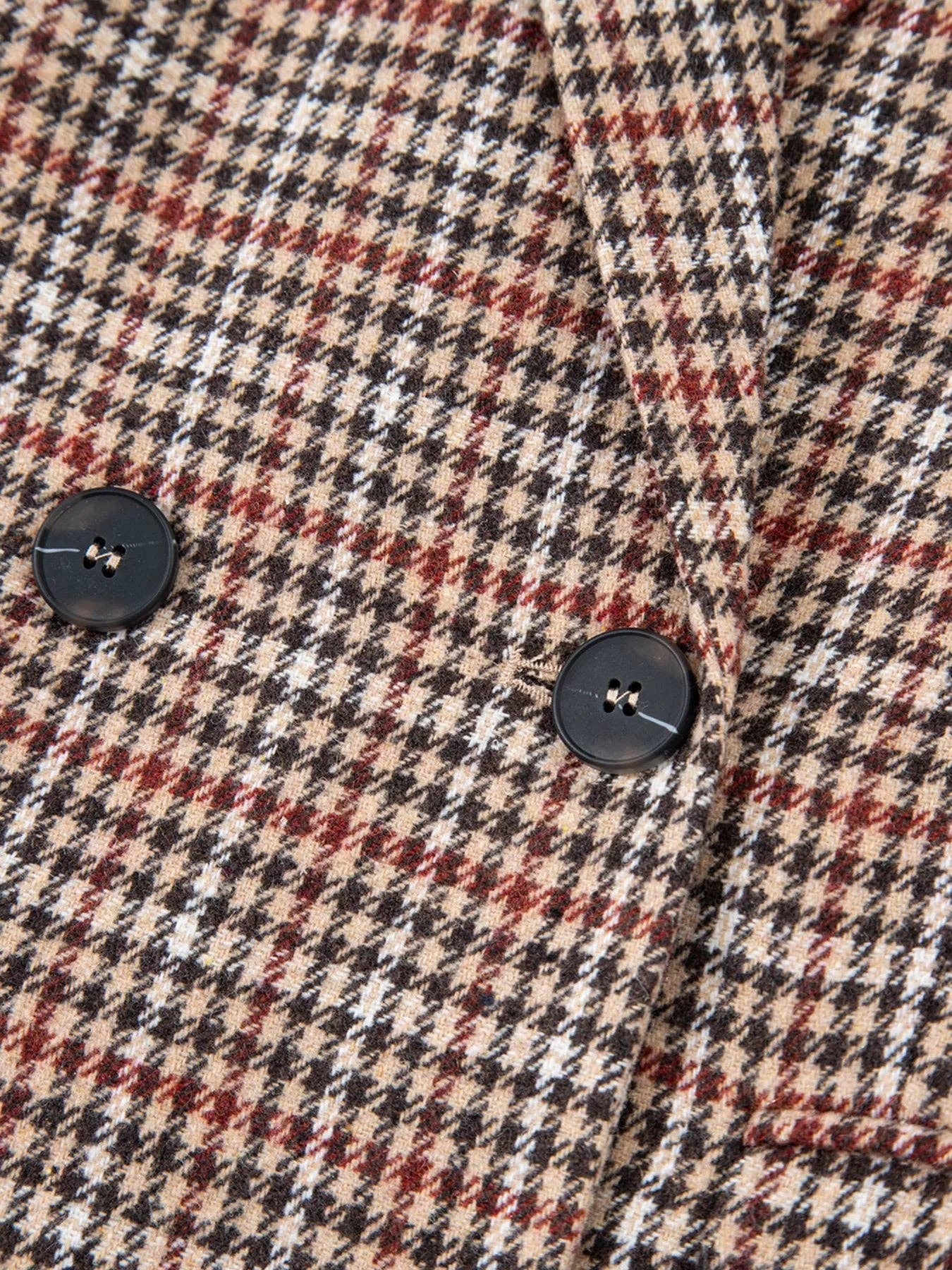 Houndstooth Lapel Collar Blazer