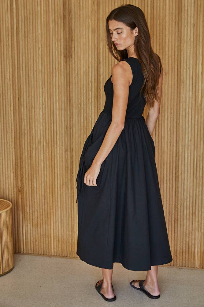 Cotton Poplin Skirt Bodice Midi Dress