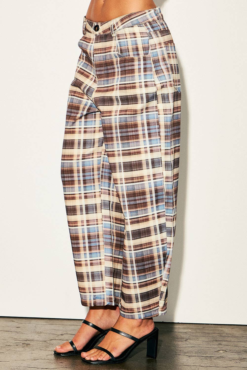 Plaid Halter Vest & Barrel Leg Pants