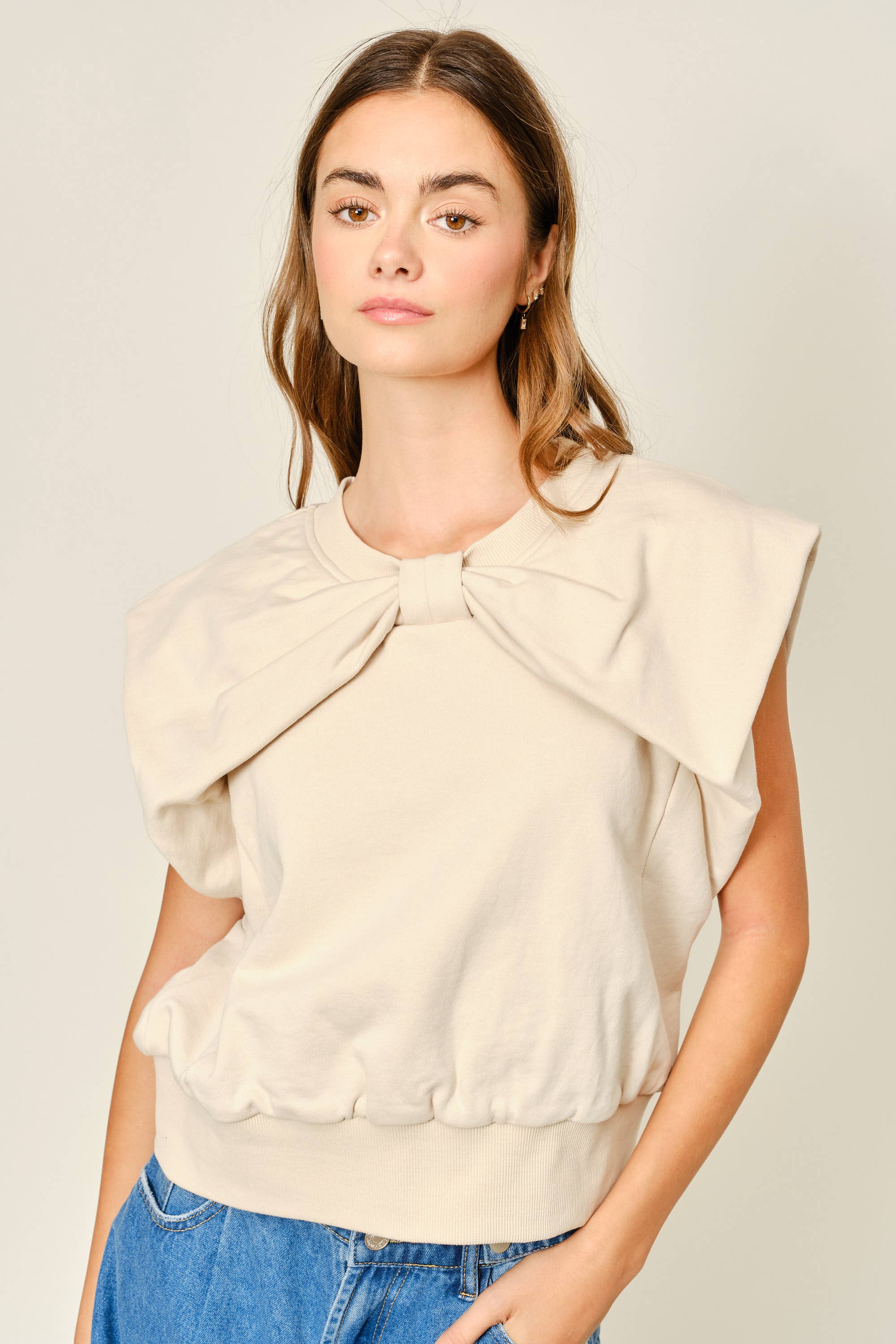AJT5668 CASUAL RIBBON DETAIL SWEATSHIRTS