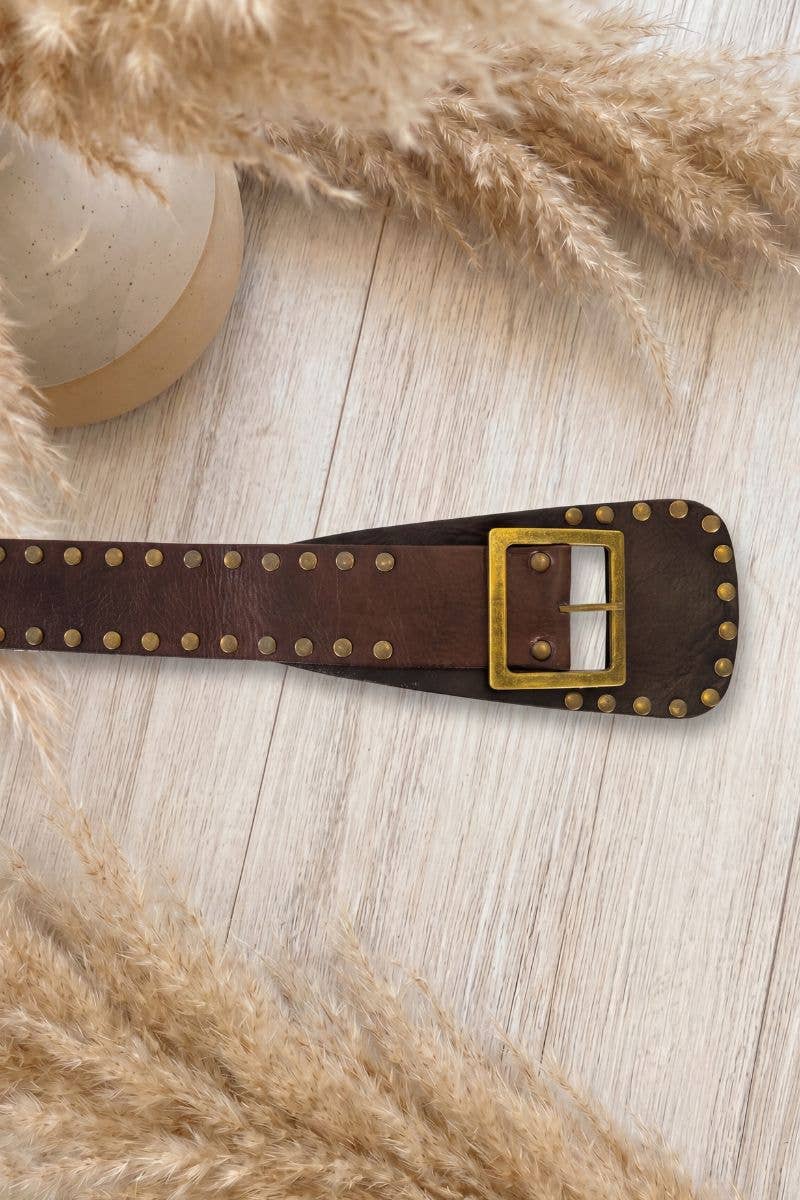 NOX leather sash belt dark brown