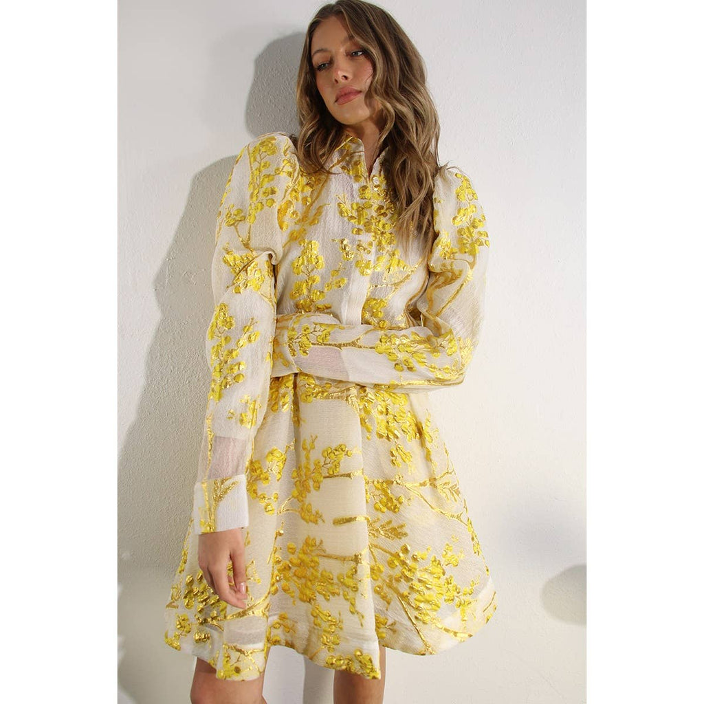 BUTTON DOWN BLOUSE WITH TULLE INNER SKIRT SET