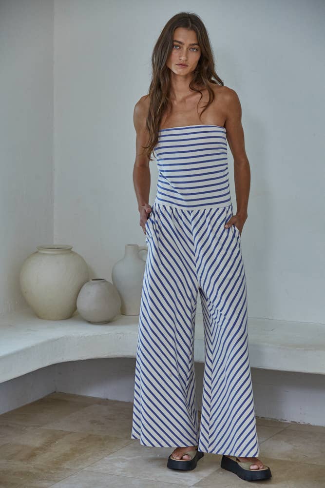 Cotton Striped Jumpsuit