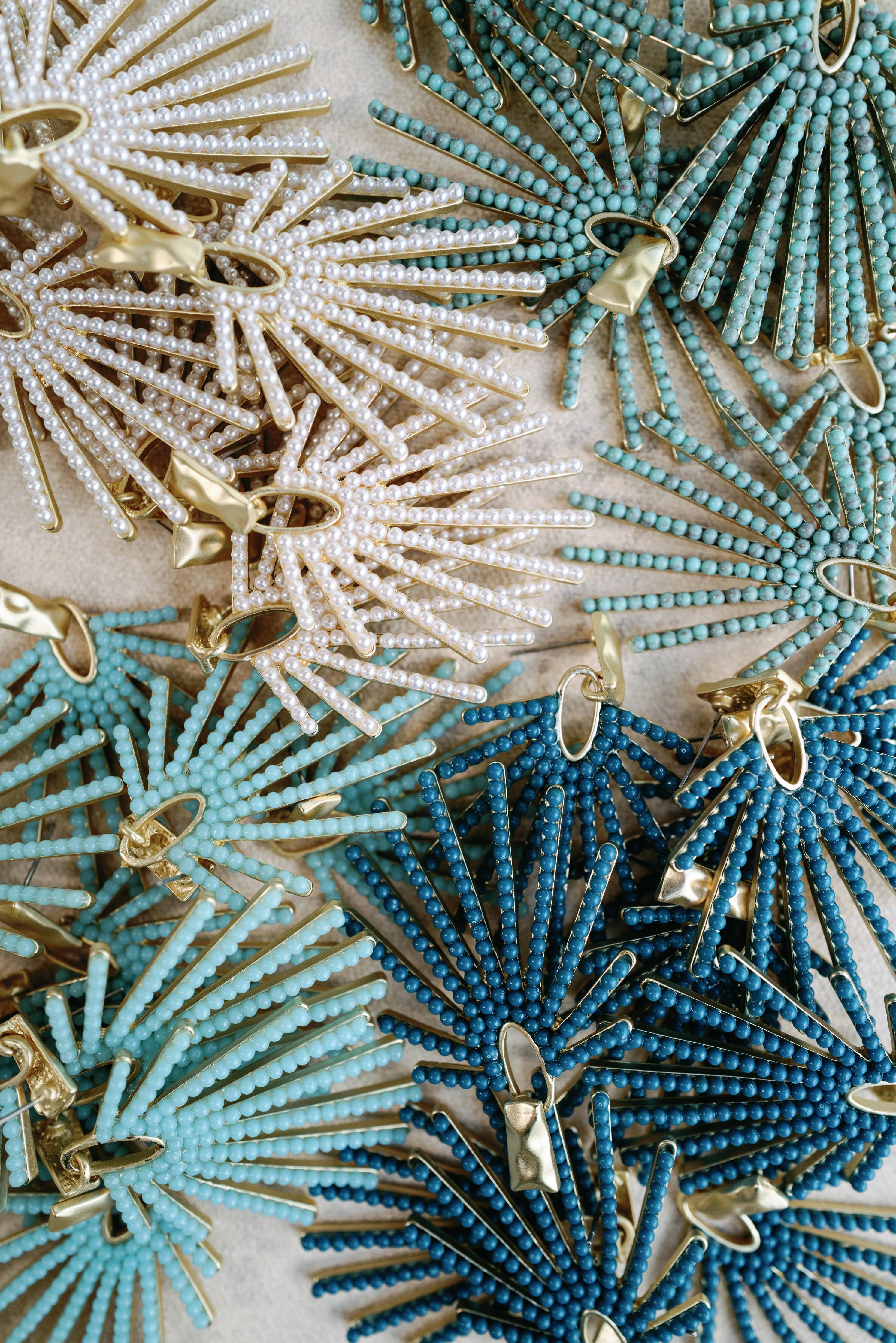 Turquoise Sunburst Statement Drop Earrings