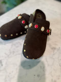 Suede Jeweled Slides