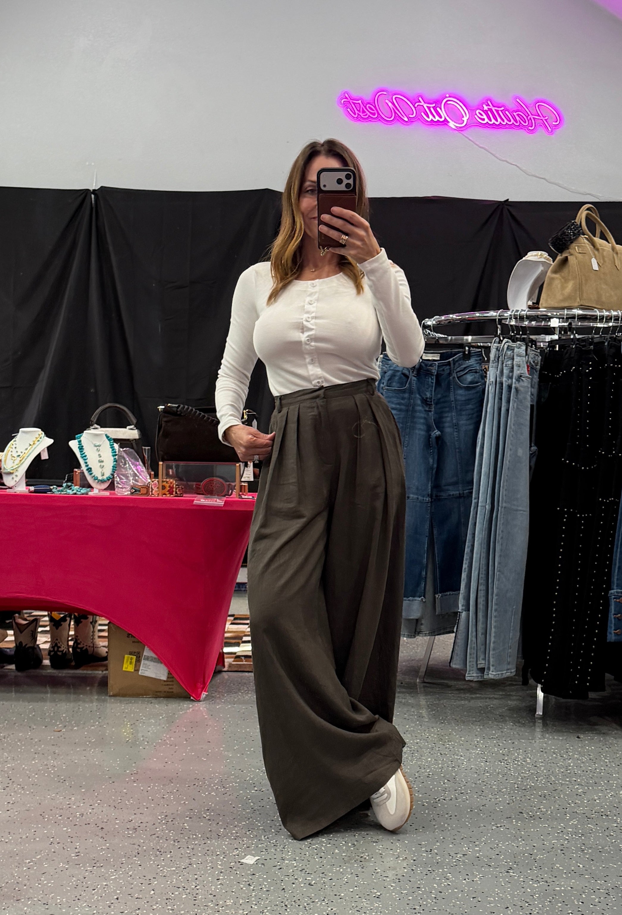 LINEN WIDE LEG PANTS