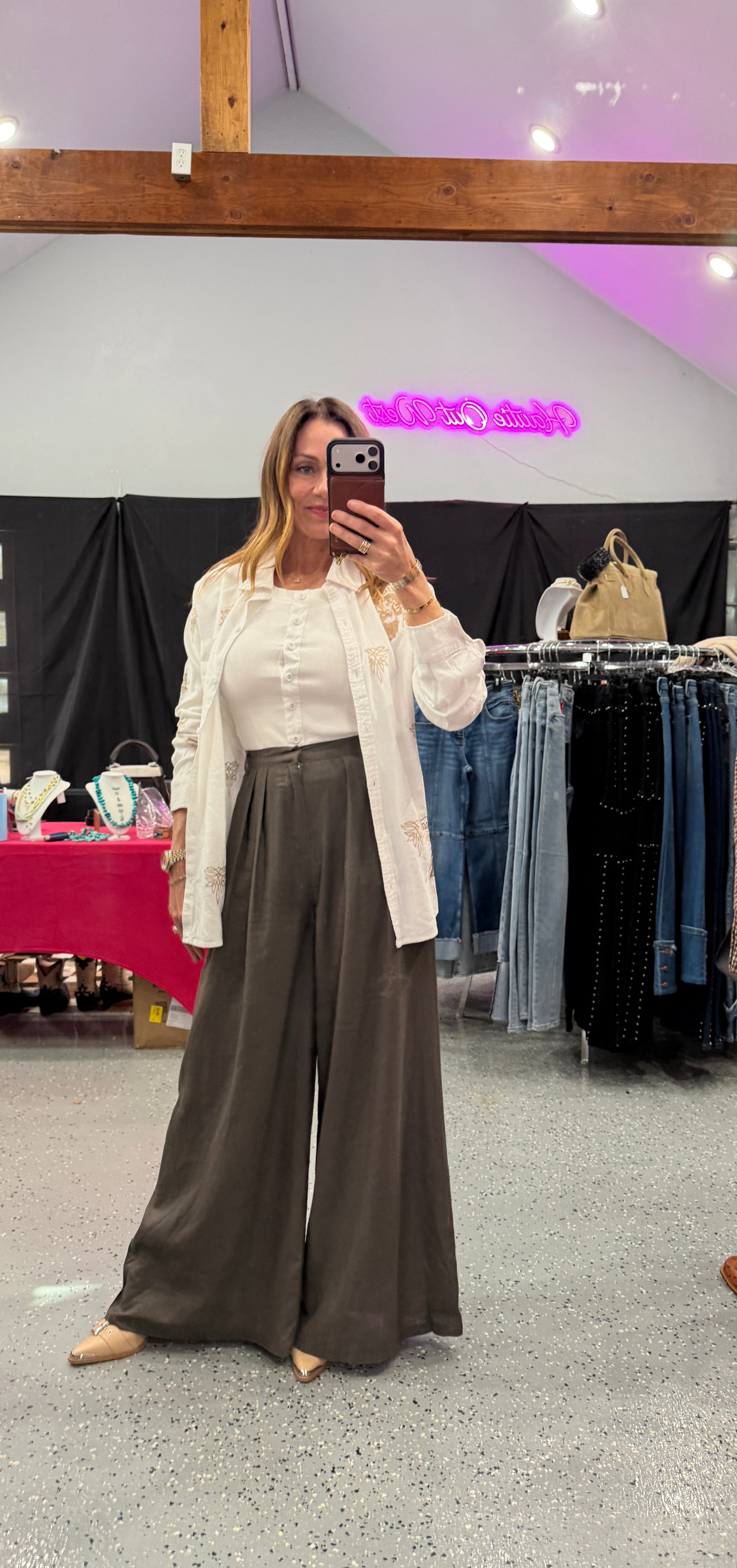 LINEN WIDE LEG PANTS
