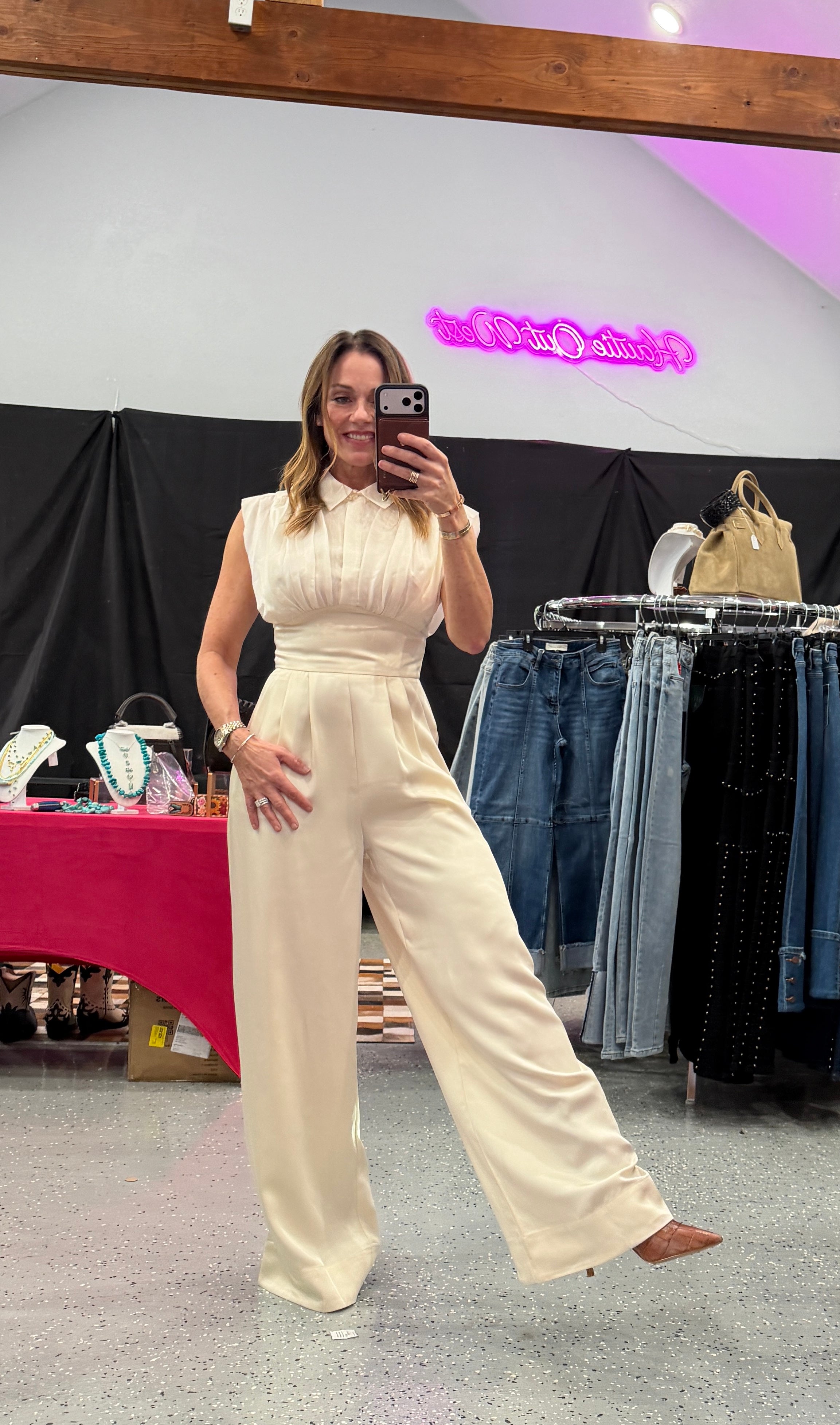 PLEATED TOP SATIN JUMPSUIT