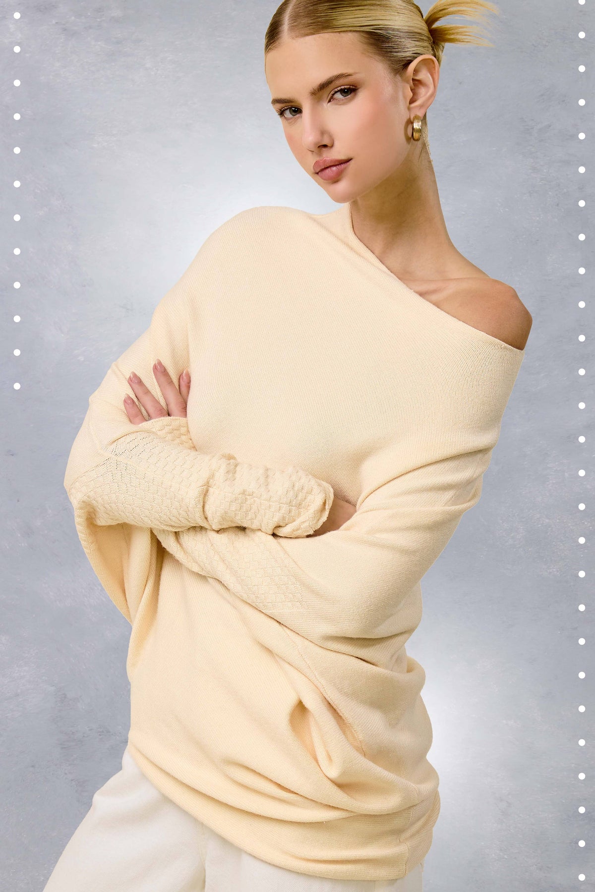 JES3621-Asymmetrical Off-Shoulder Sweater Fall Christmas