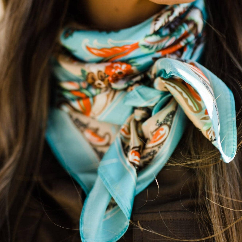 Turquoise Paisley Wild Rag / Scarf