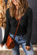 Textured  Slim Solid Color Top