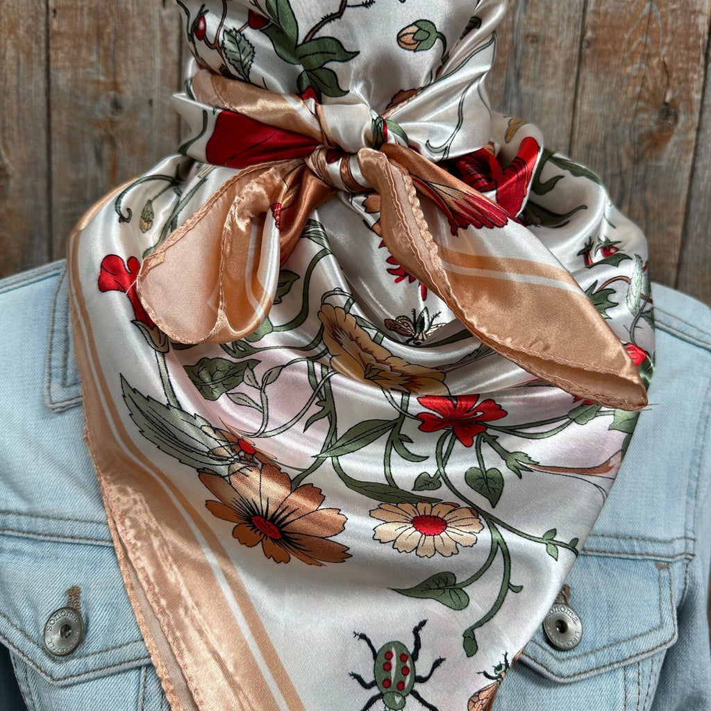 Peach and Cream Tulips and Lilies Wild Rag / Scarf
