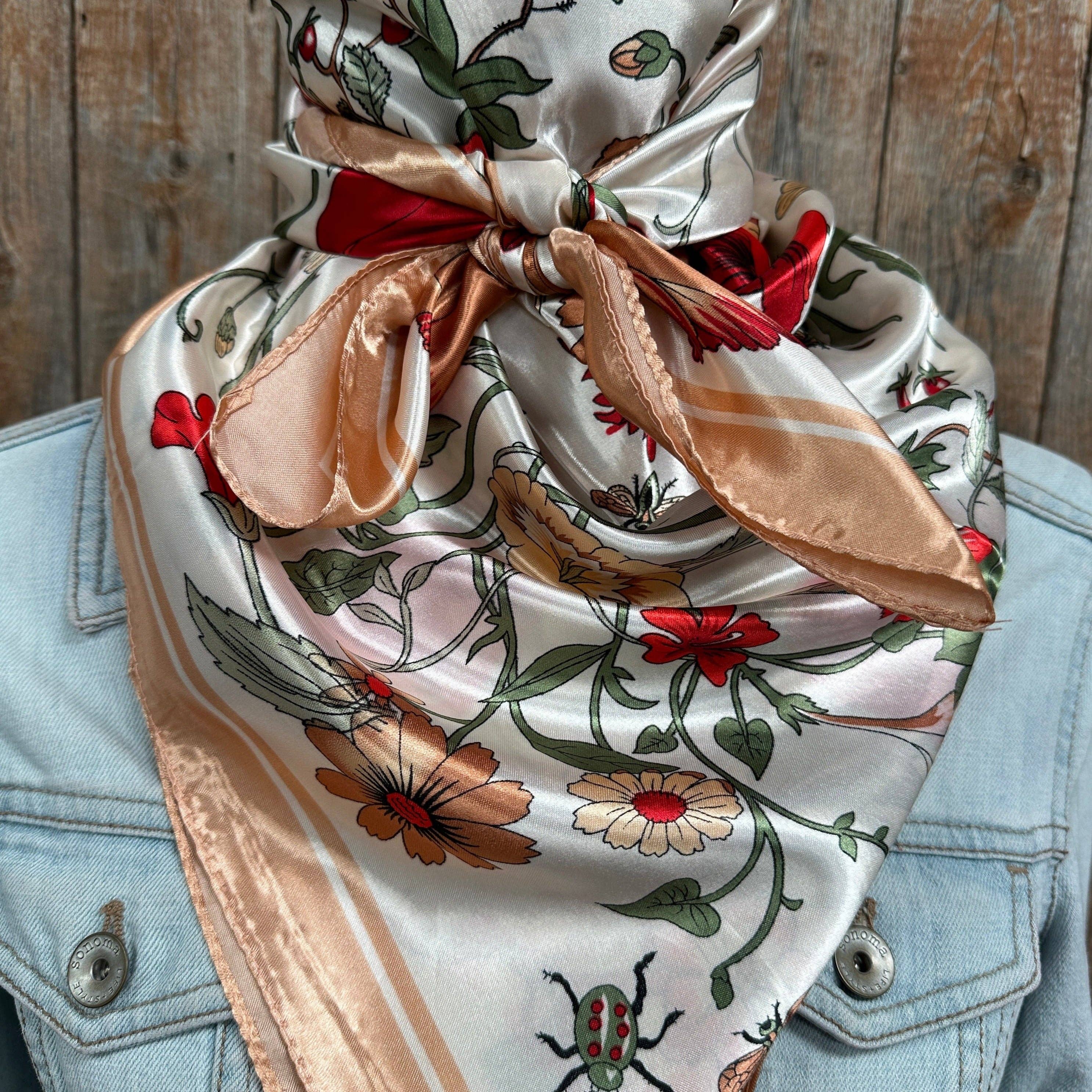 Peach and Cream Tulips and Lilies Wild Rag / Scarf