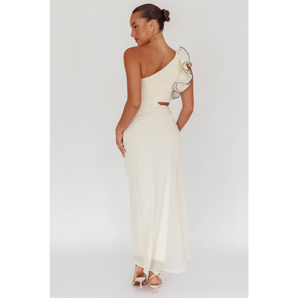 ONE SHOULDER RUFFLED MAXI DRESS