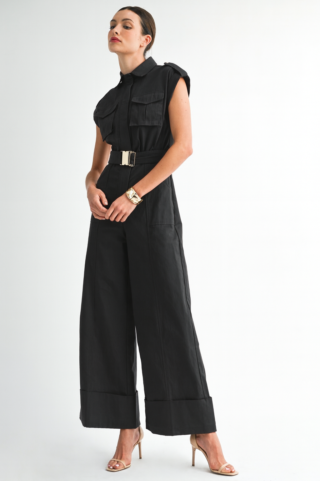 Structured Utility Belted Jumpsuit