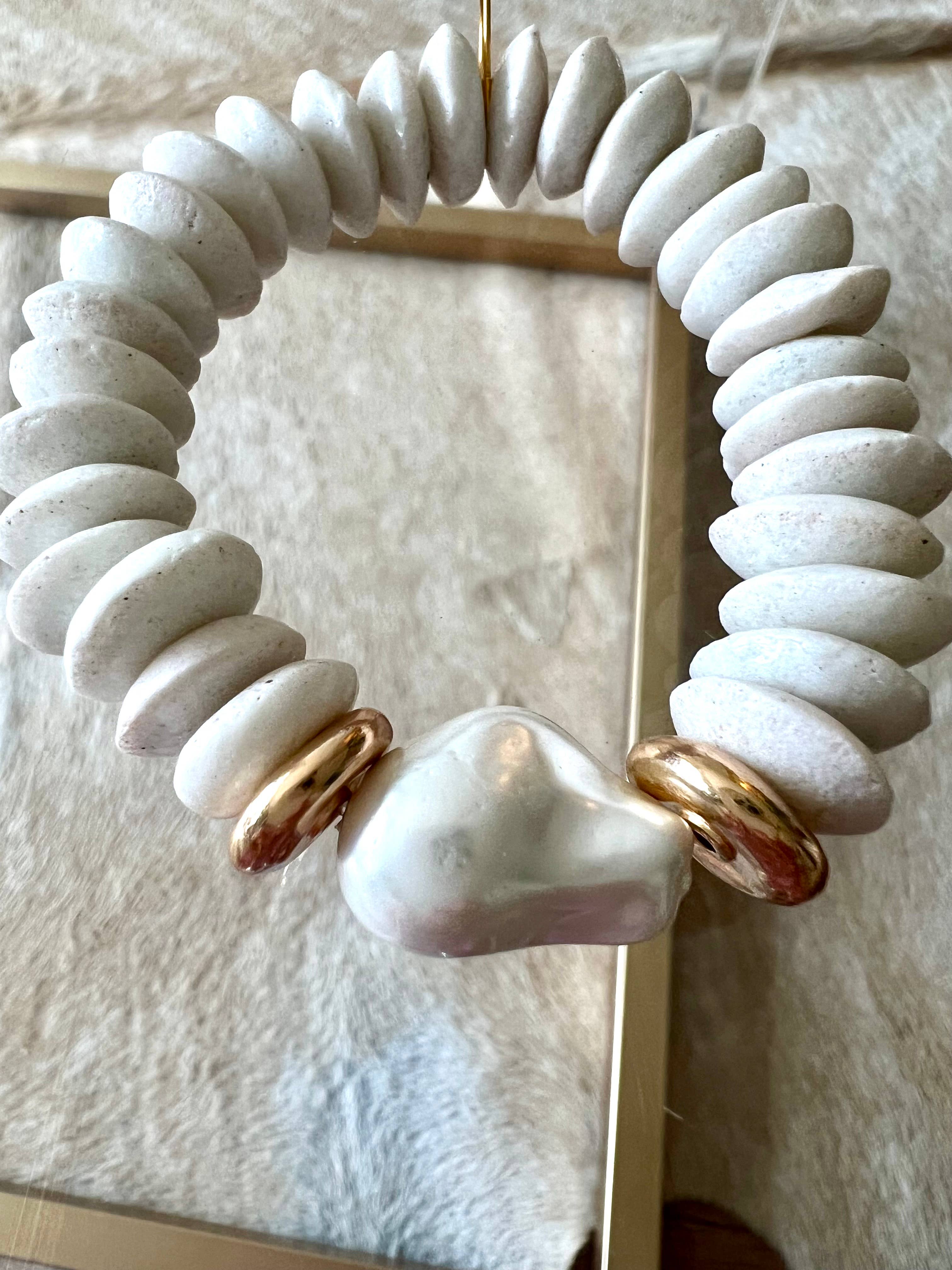 Seaglass and Pearl Bracelet 