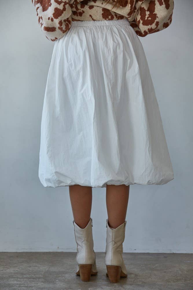 Bubble Hem A-Line Midi Skirt