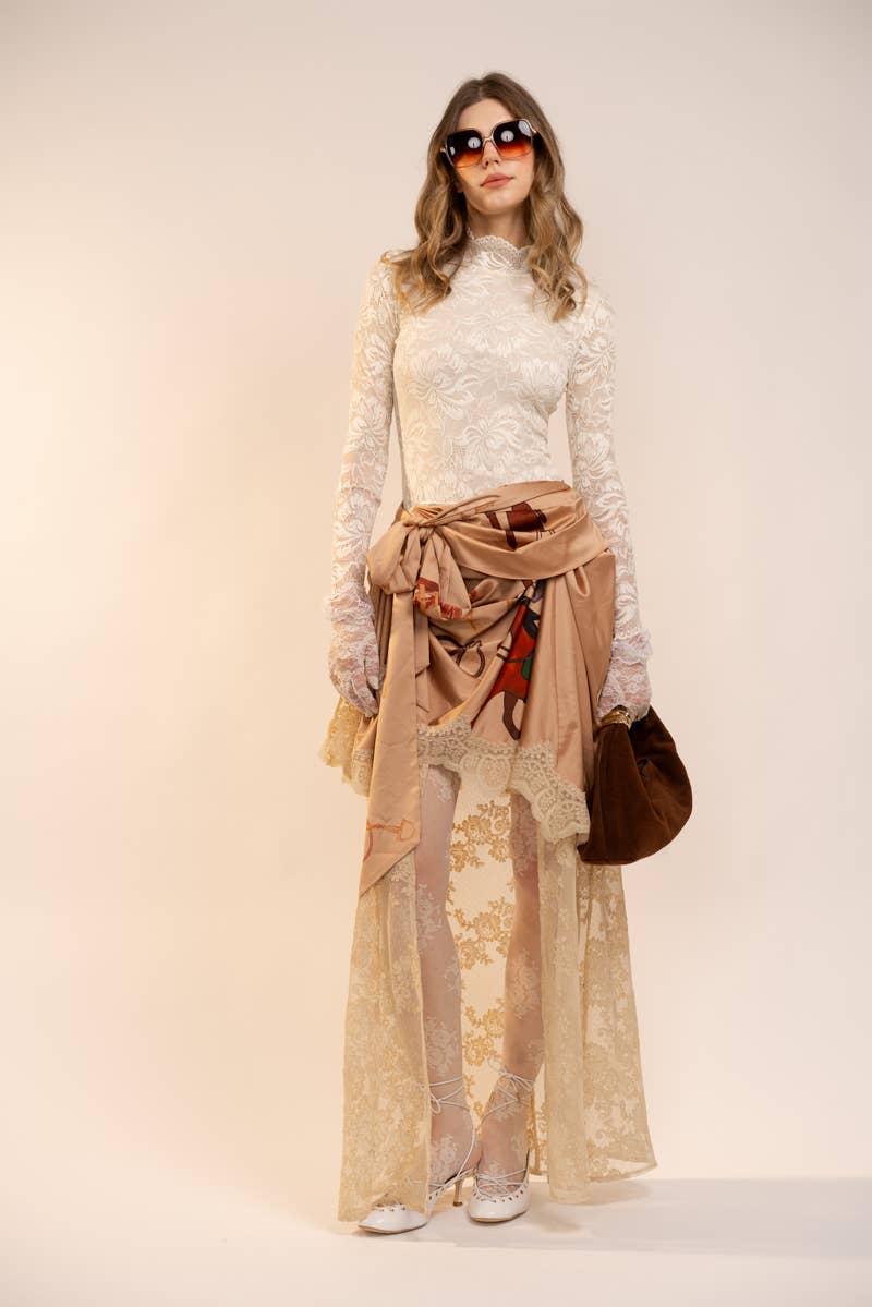 Scallop Lace Mock Neck Bodysuit