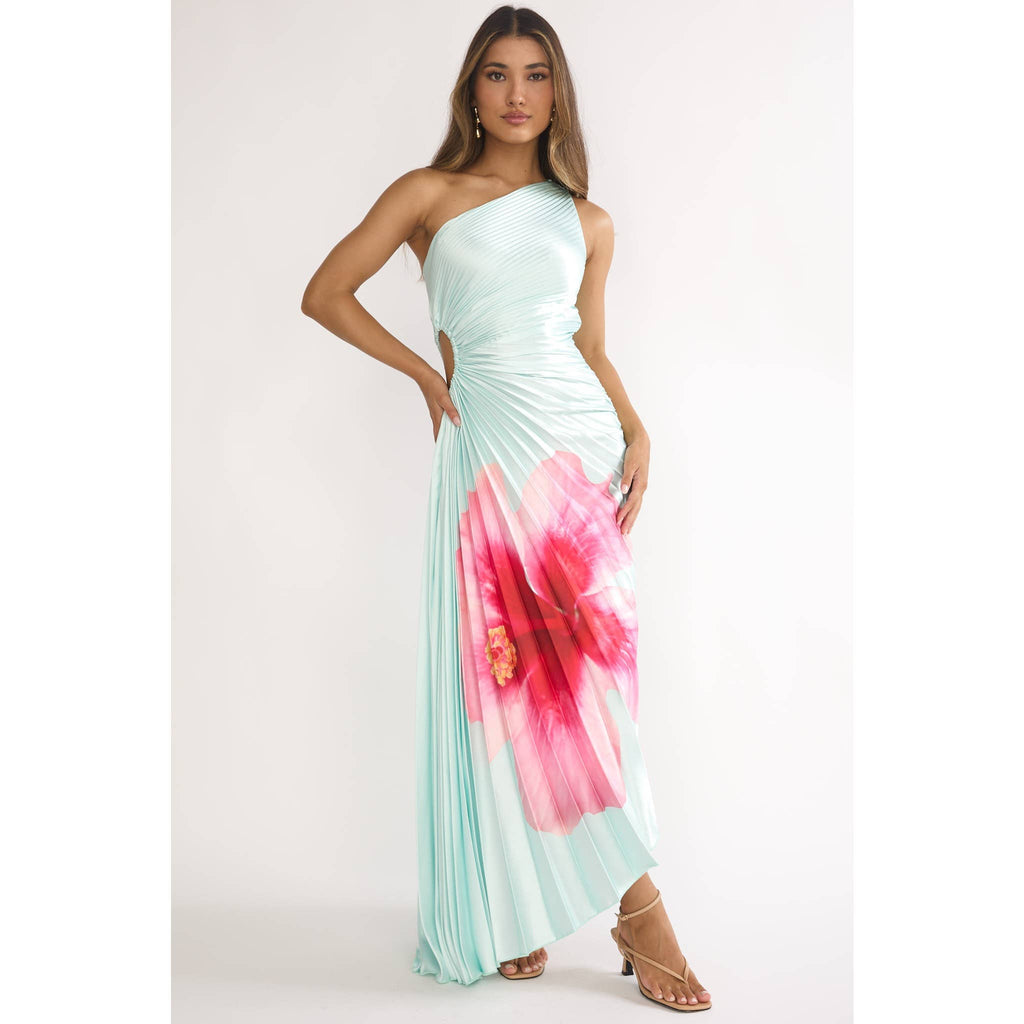 FLORAL ACCORDIAN MAXI DRESS