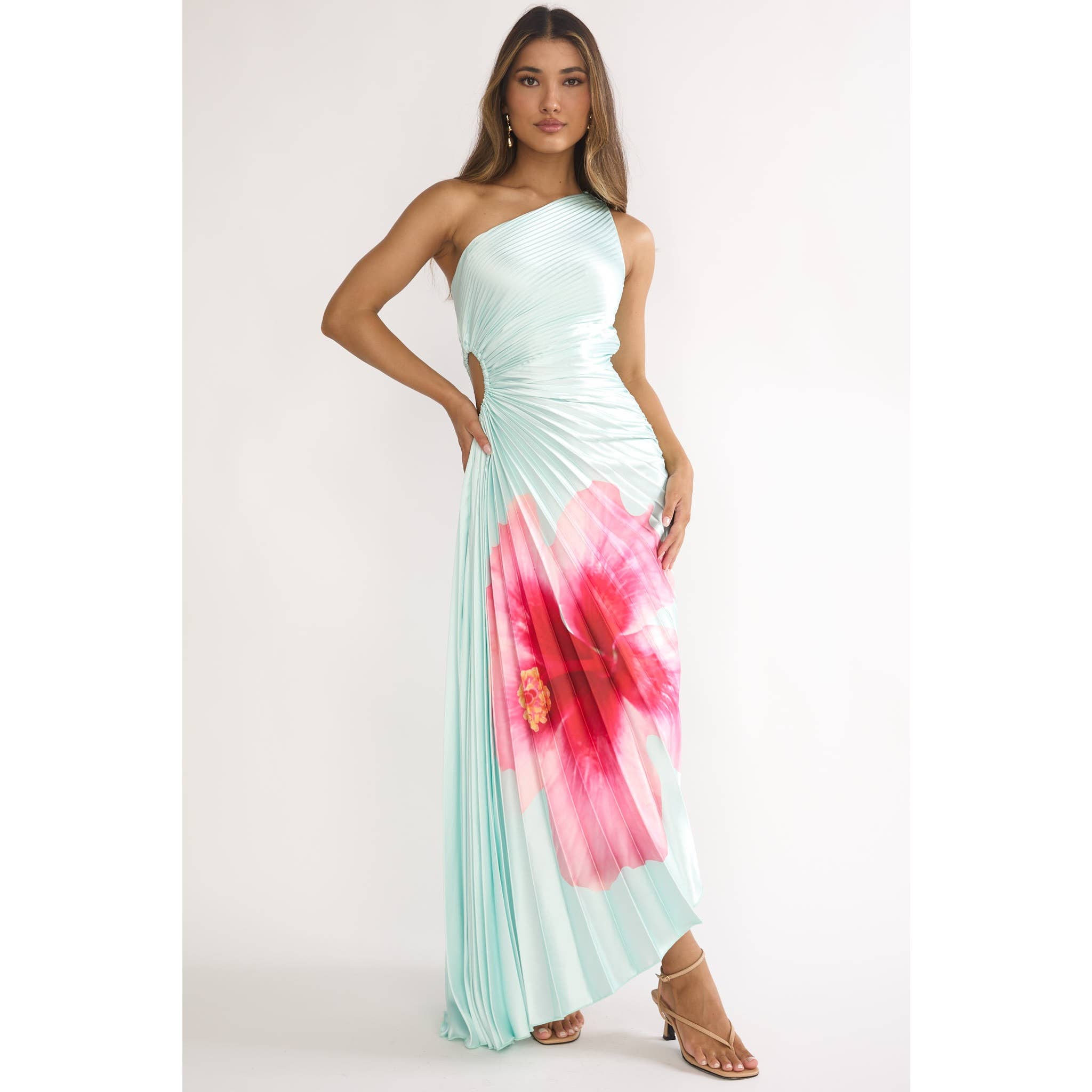 FLORAL ACCORDIAN MAXI DRESS