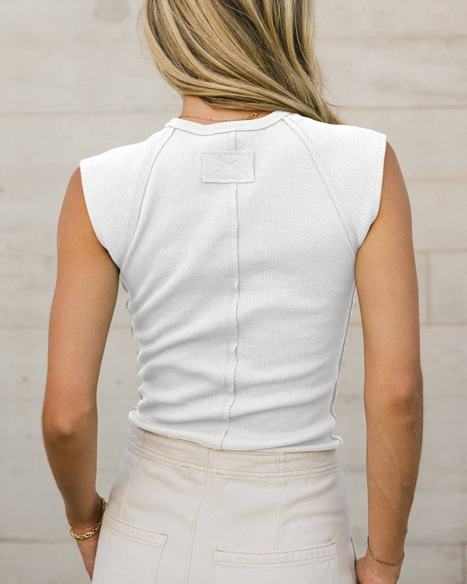 Sleeveless Crew Neck Knit Ribbed Top