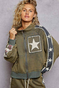 Long sleeve French terry star patch jacket