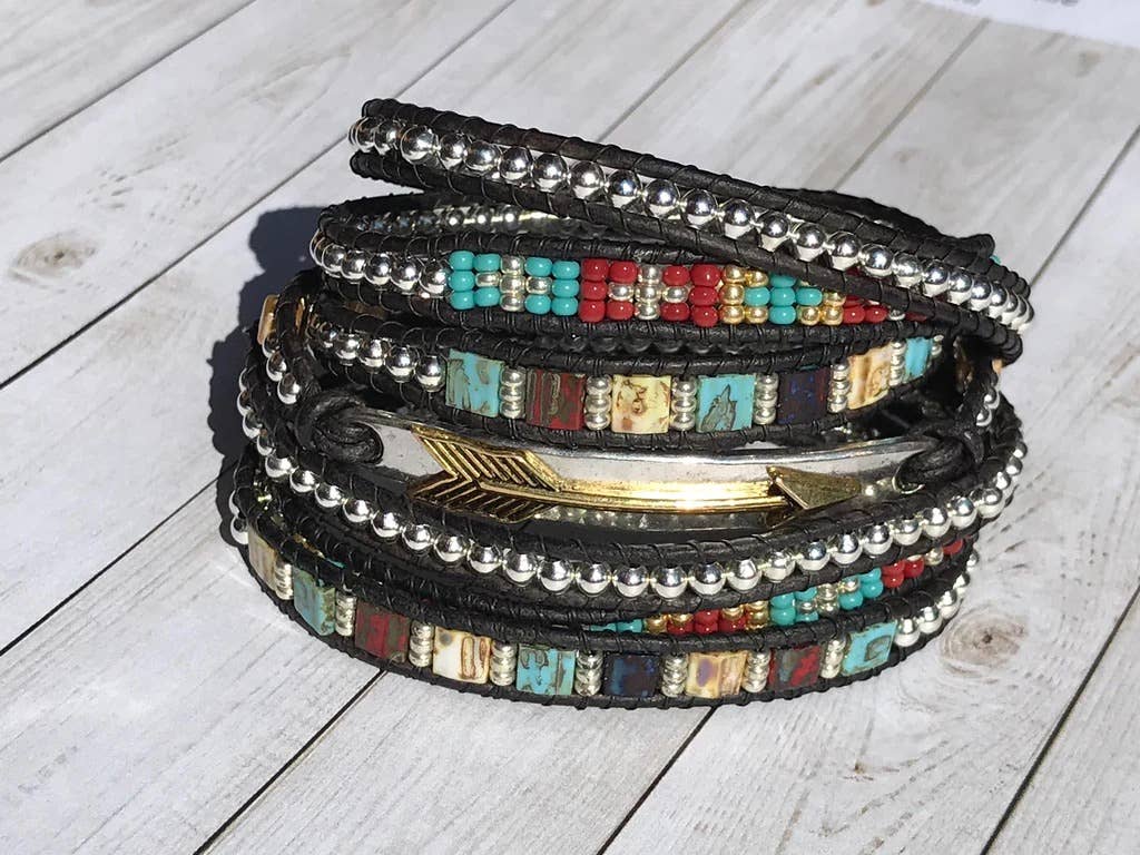Boho Chic Leather Wrap Bracelet