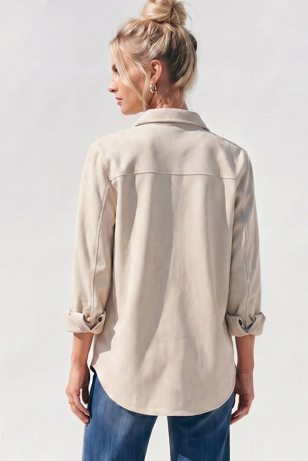 FLOWER SUEDE OVERSIZED SHIRT