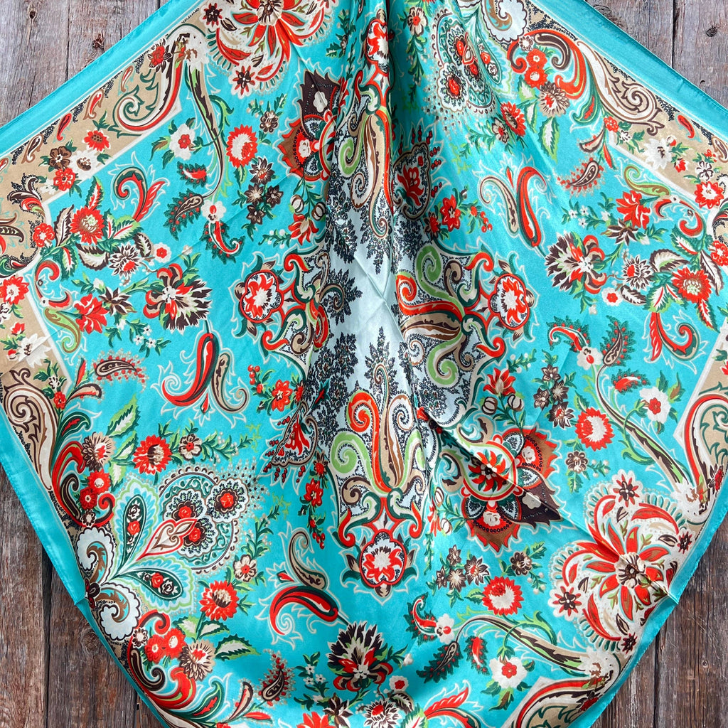 Turquoise Paisley Wild Rag / Scarf