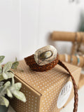 Braided Narrow Brown Leather Belt