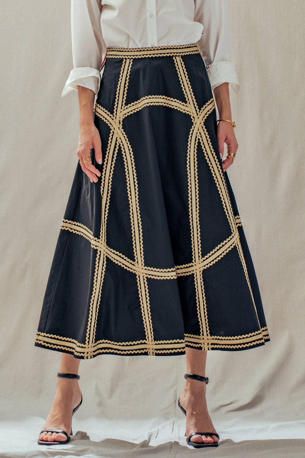 Contrast Trim A-Line Skirt