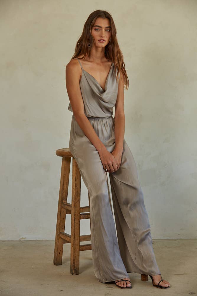 Satin Cowl Neck Jumpsuit