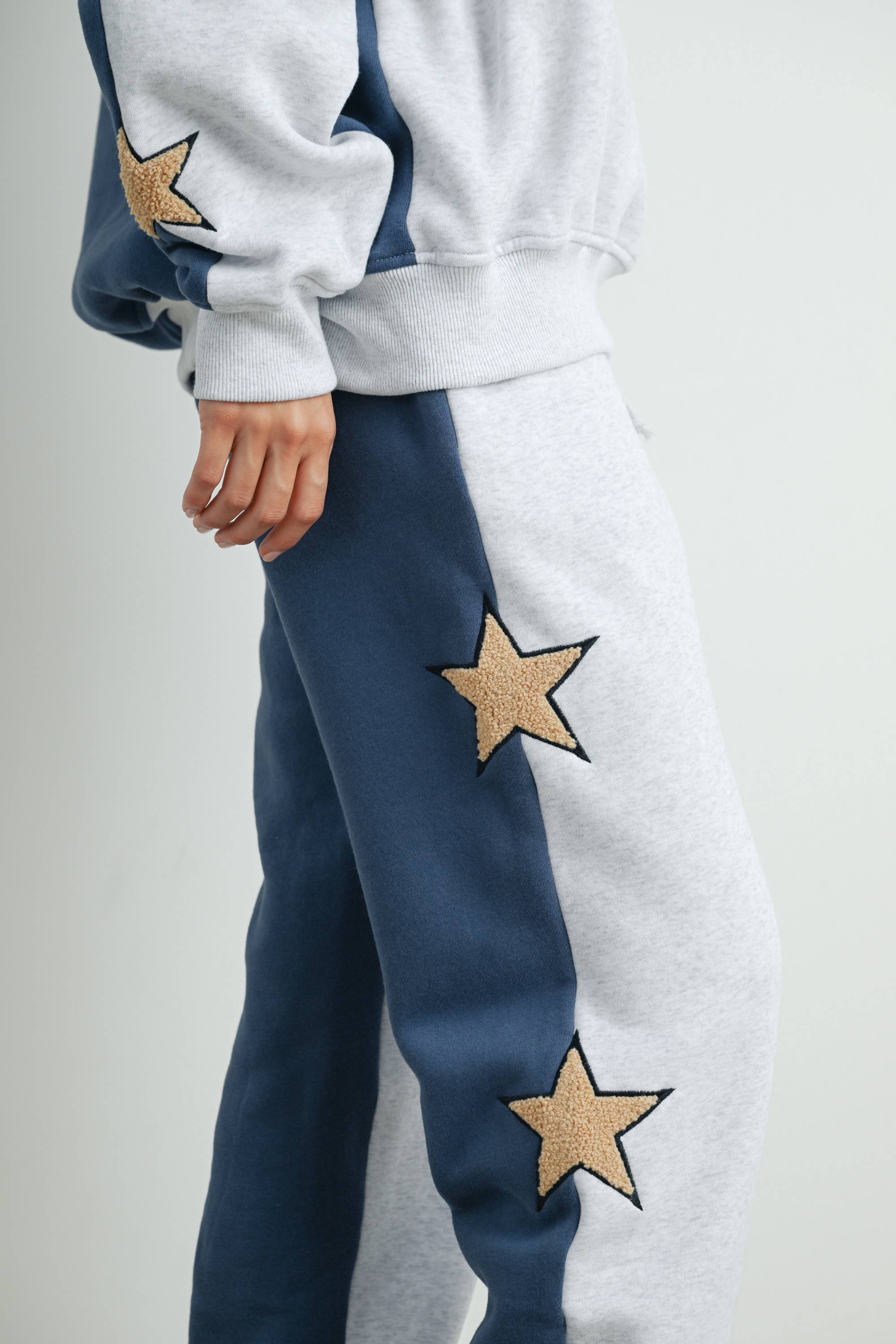 Color Block Sweatpants with Star Detail