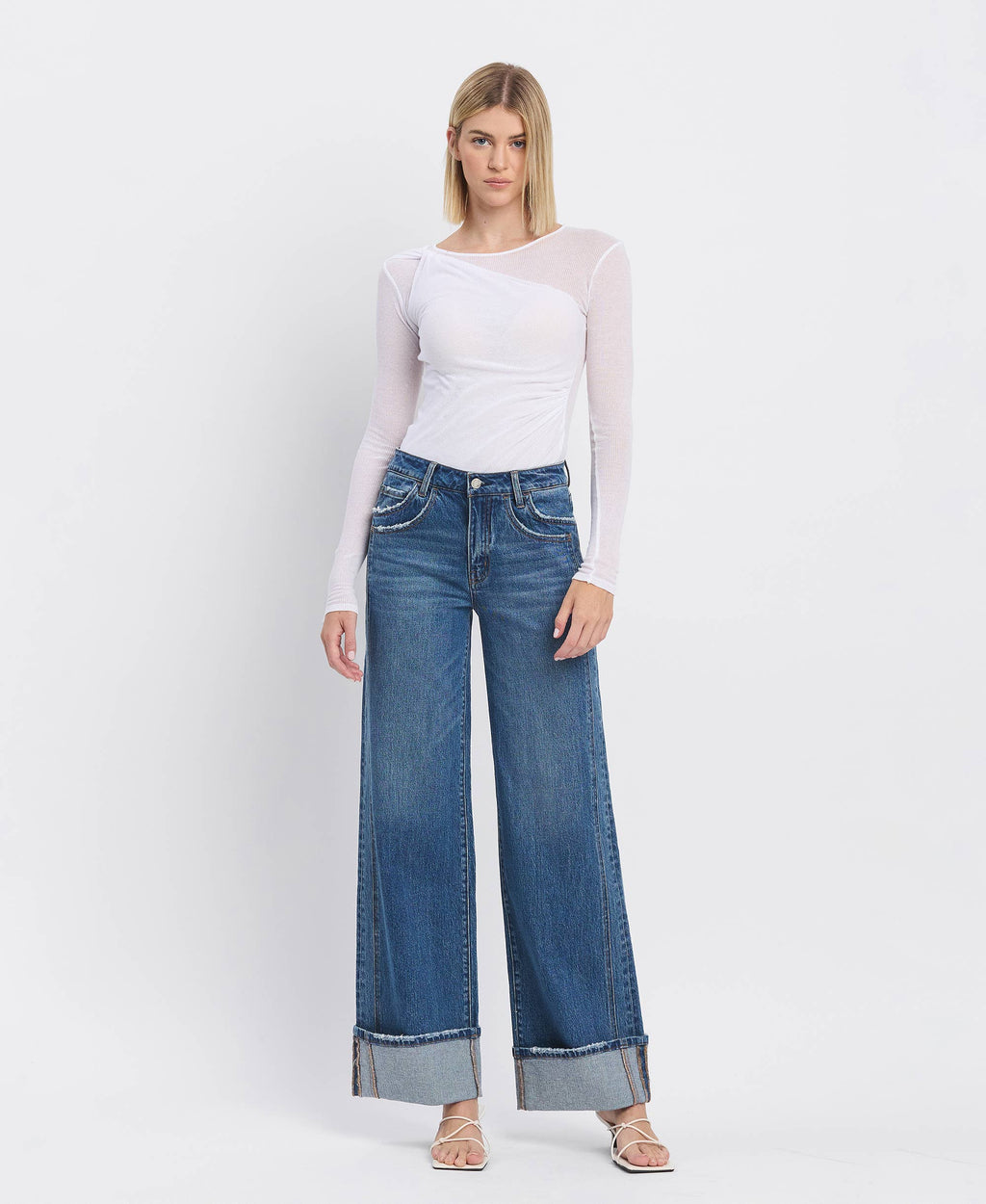 Julia Cuffed Wide Leg Rigid Denim by Vervet