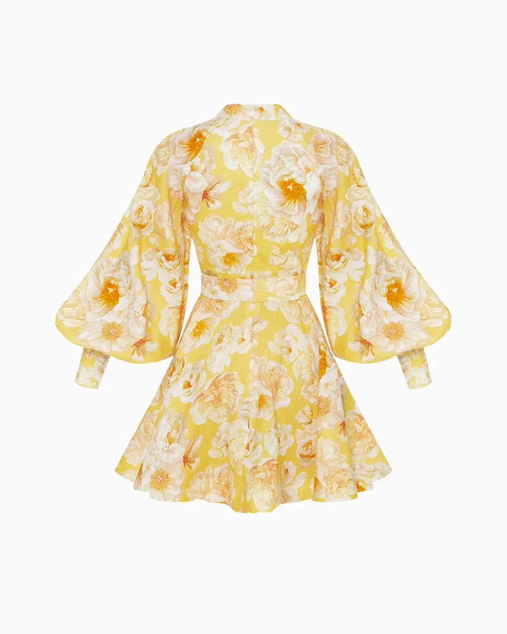 Lantern Sleeve Belted Dress
