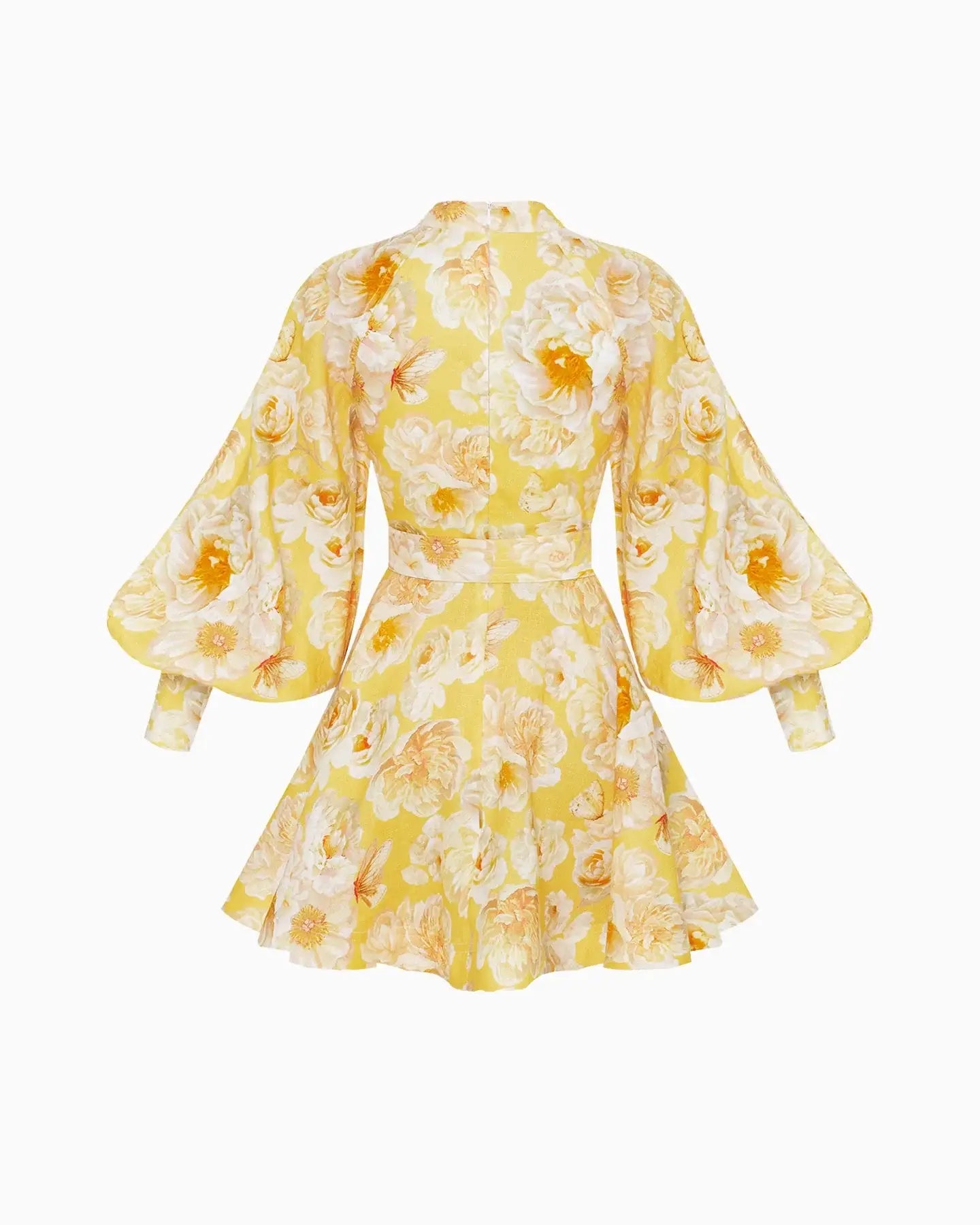 Lantern Sleeve Belted Dress