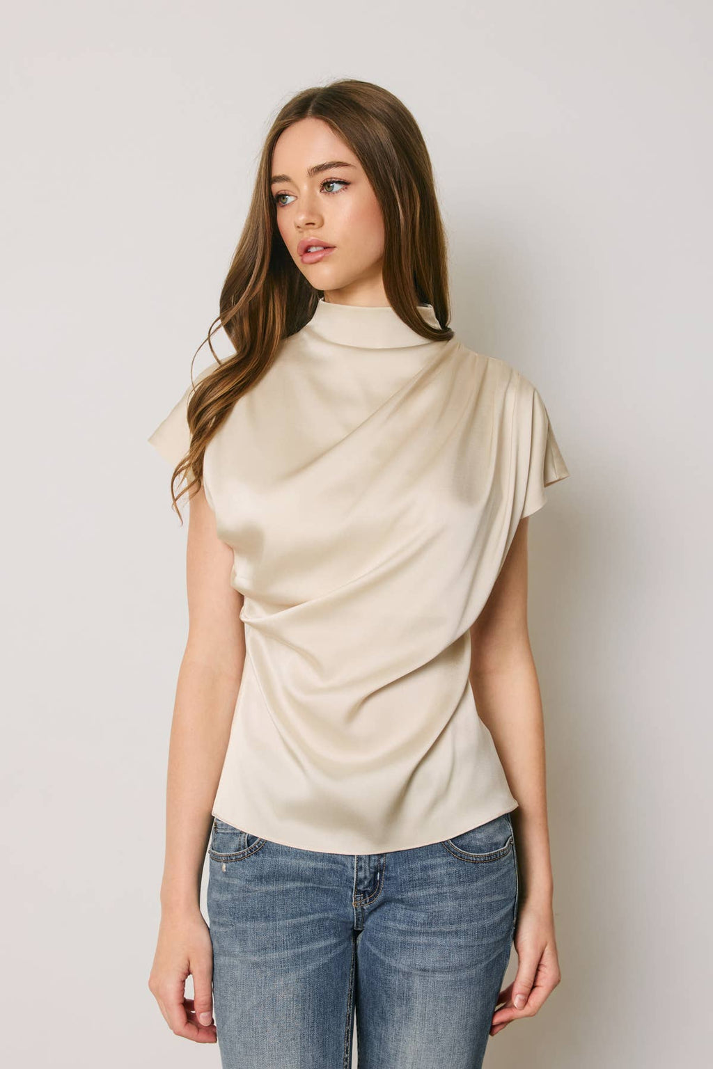 Draped Satin Blouse