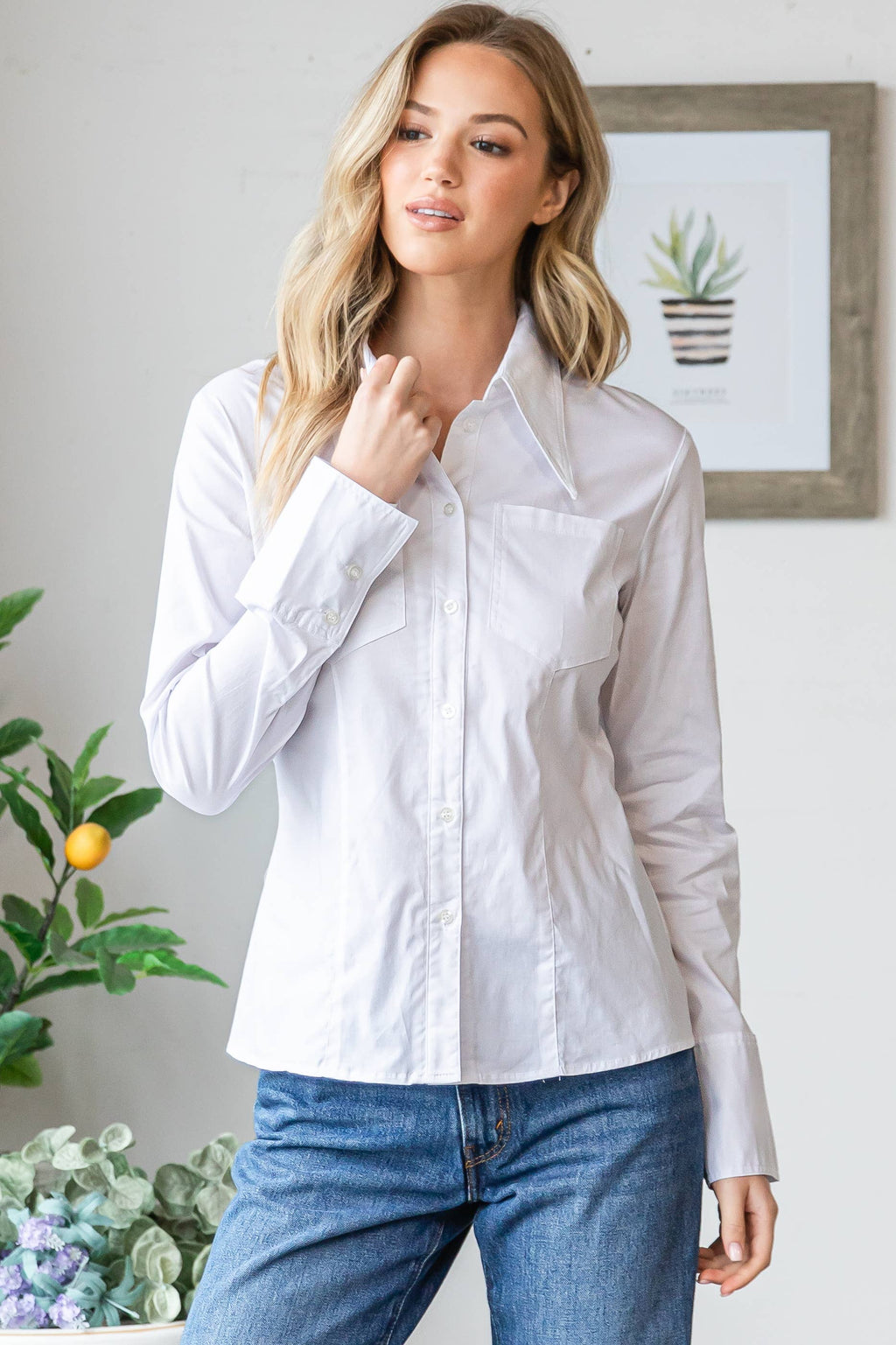 Slim Fit Stretch Button Down Shirt