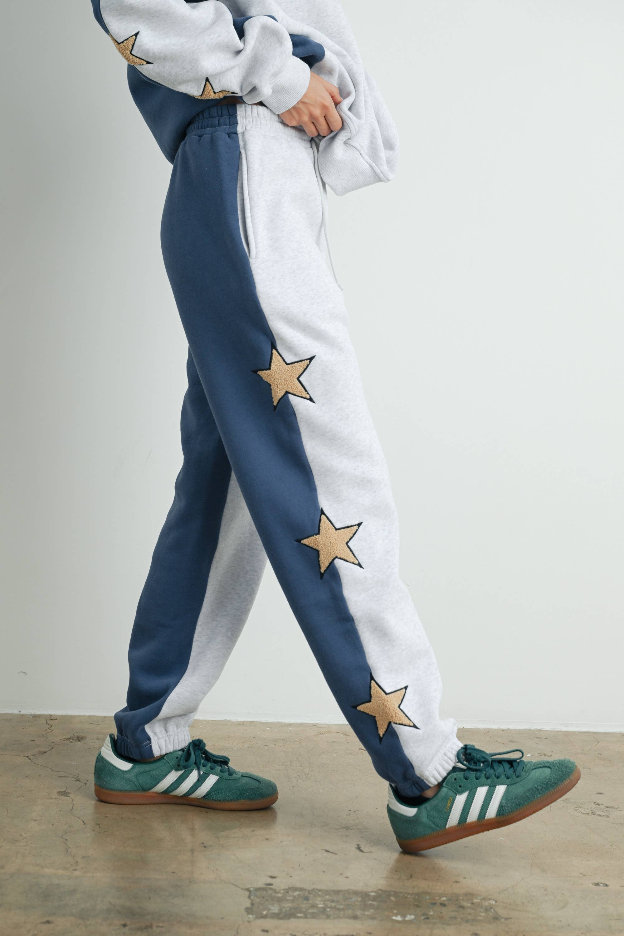 Color Block Sweatpants with Star Detail