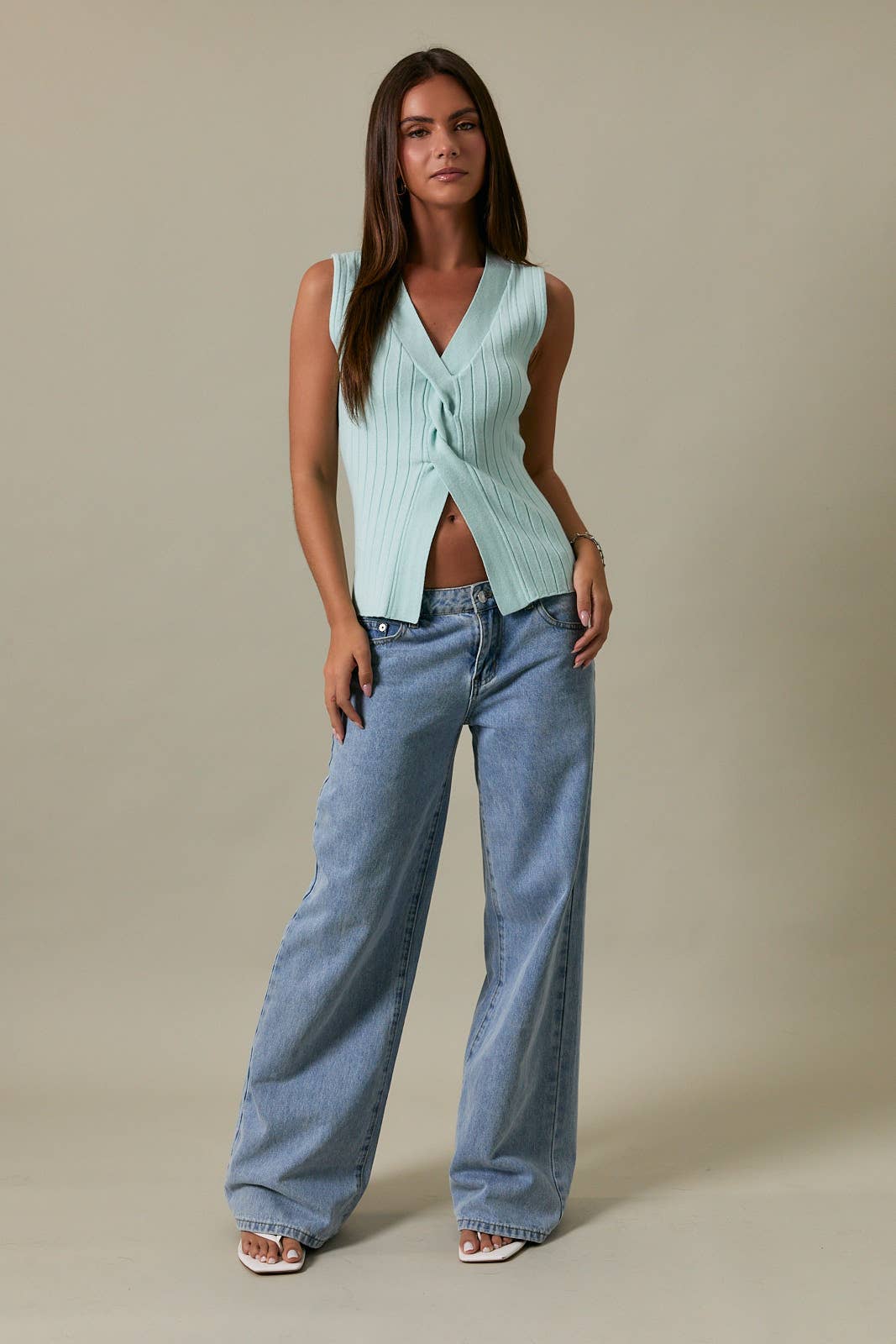 TWISTED FRONT SWEATER TOP