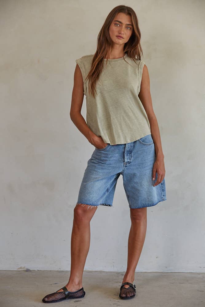 Dyed Cotton Sleeveless Top