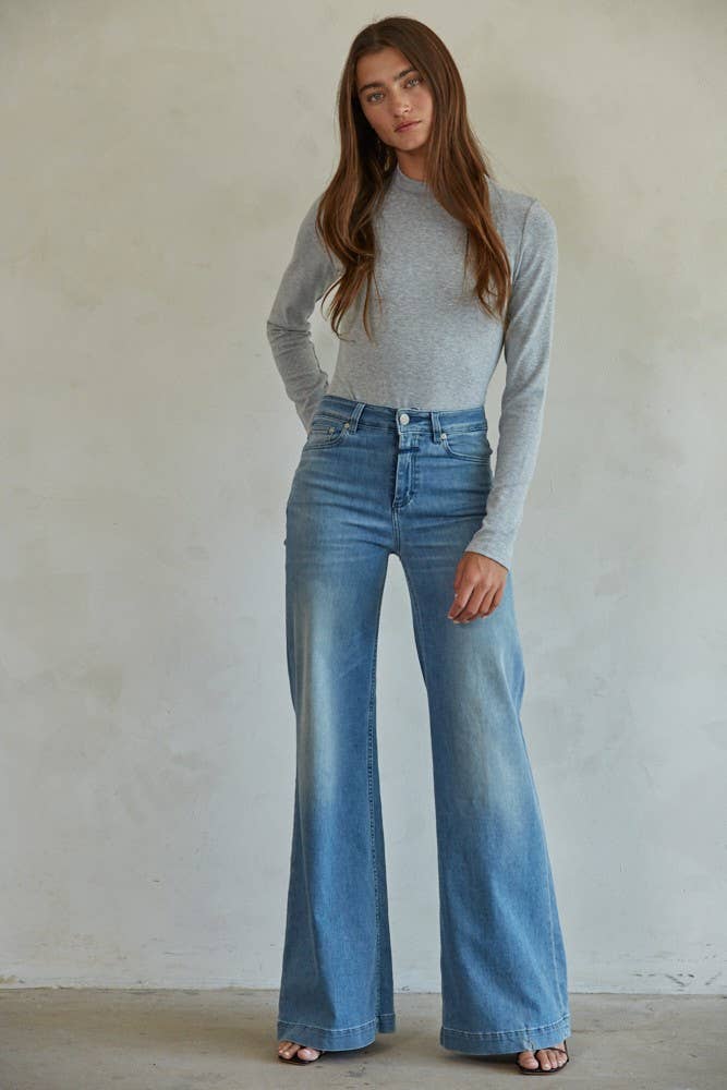 Basic Knit Mock Neck Long Sleeve Pullover Top