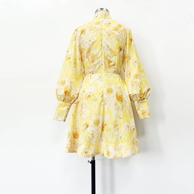 Lantern Sleeve Belted Dress