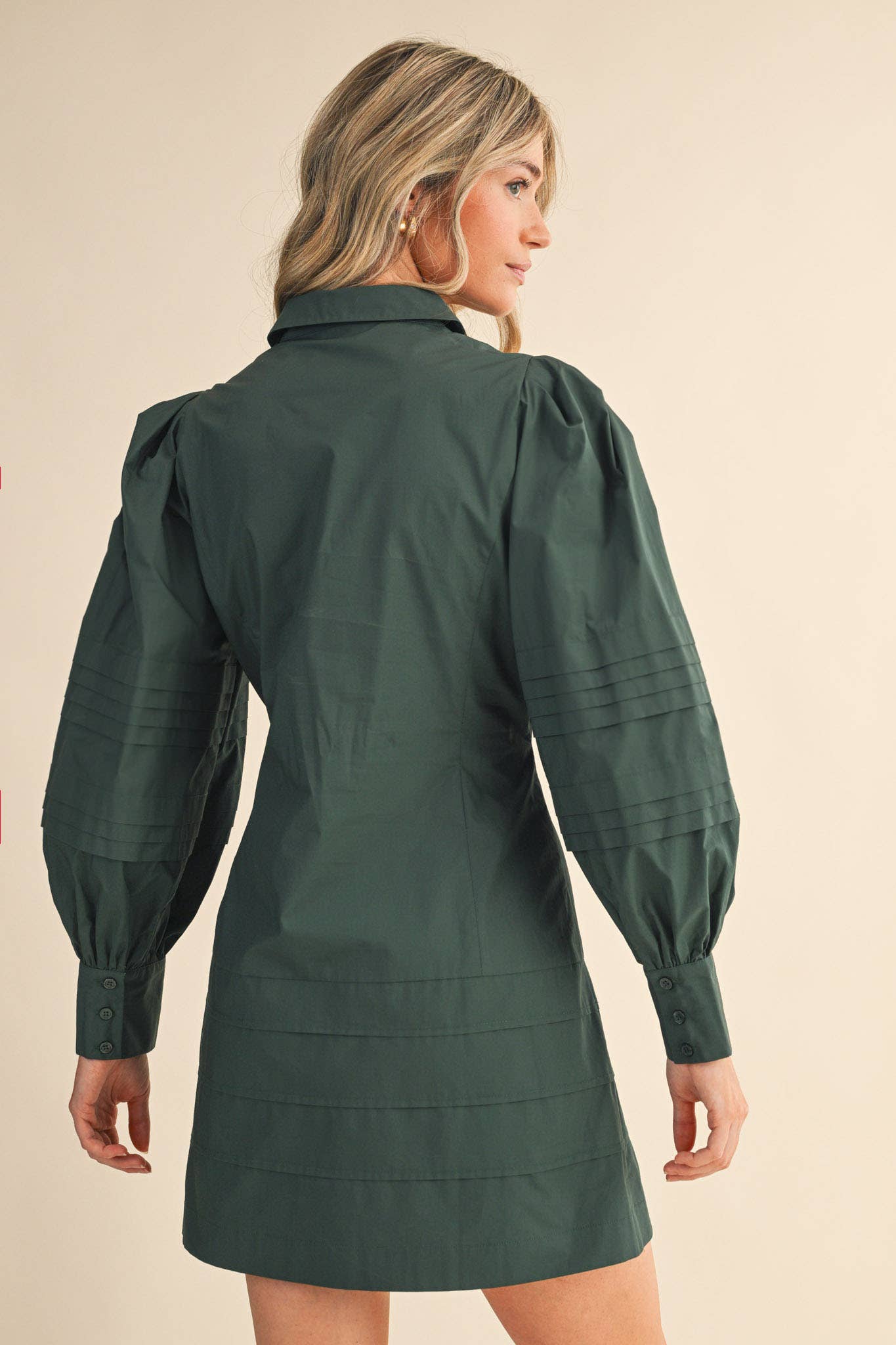 PIN TUCK DETAIL BUTTON-DOWN DRESS