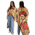 Hi- Lo Tunic with Frida Kahlo Print