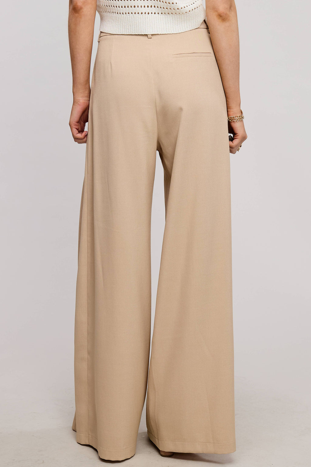 Trendy Low Waist  Wide Leg Pleated Trouser Pants