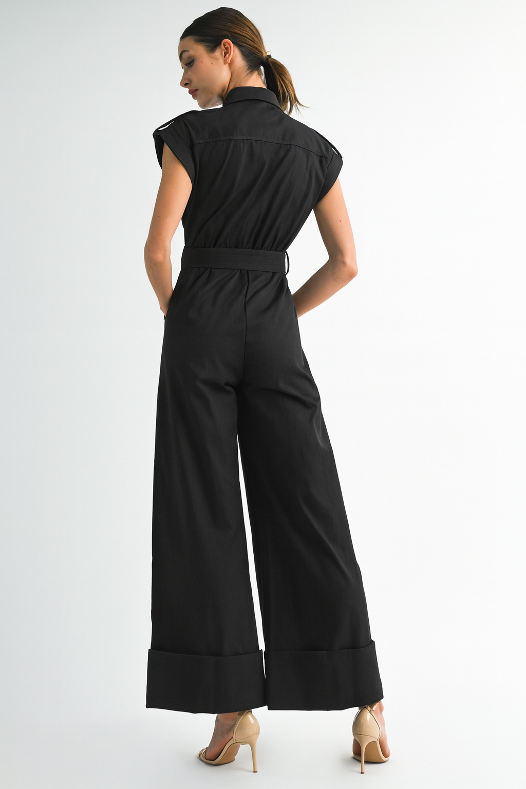 Structured Utility Belted Jumpsuit